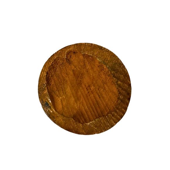 Hand-Carved Wood Pedestal Bowl – Rustic Sculptural Wooden Dish (6.25” Wide) - Picture 8 of 10